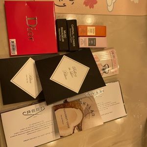 some fragrance samples and 2 Dior lip glow sample